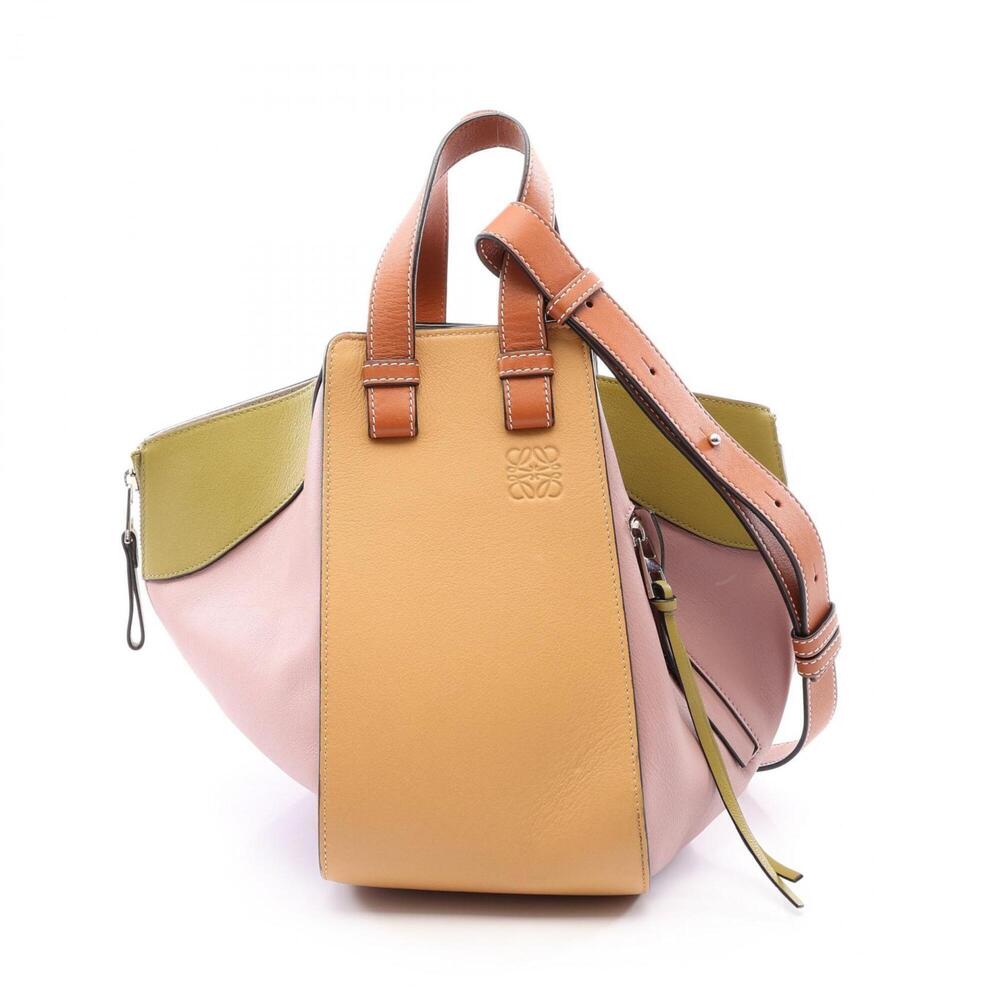 Loewe Hammock Small 2-Way Handbag, Leather, Women's, Beige/Multicolor